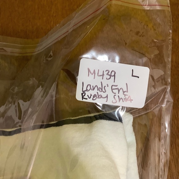 Lands’ End Men’s Authentic Rugby Shirt Striped White Polo Size Large - Picture 11 of 11